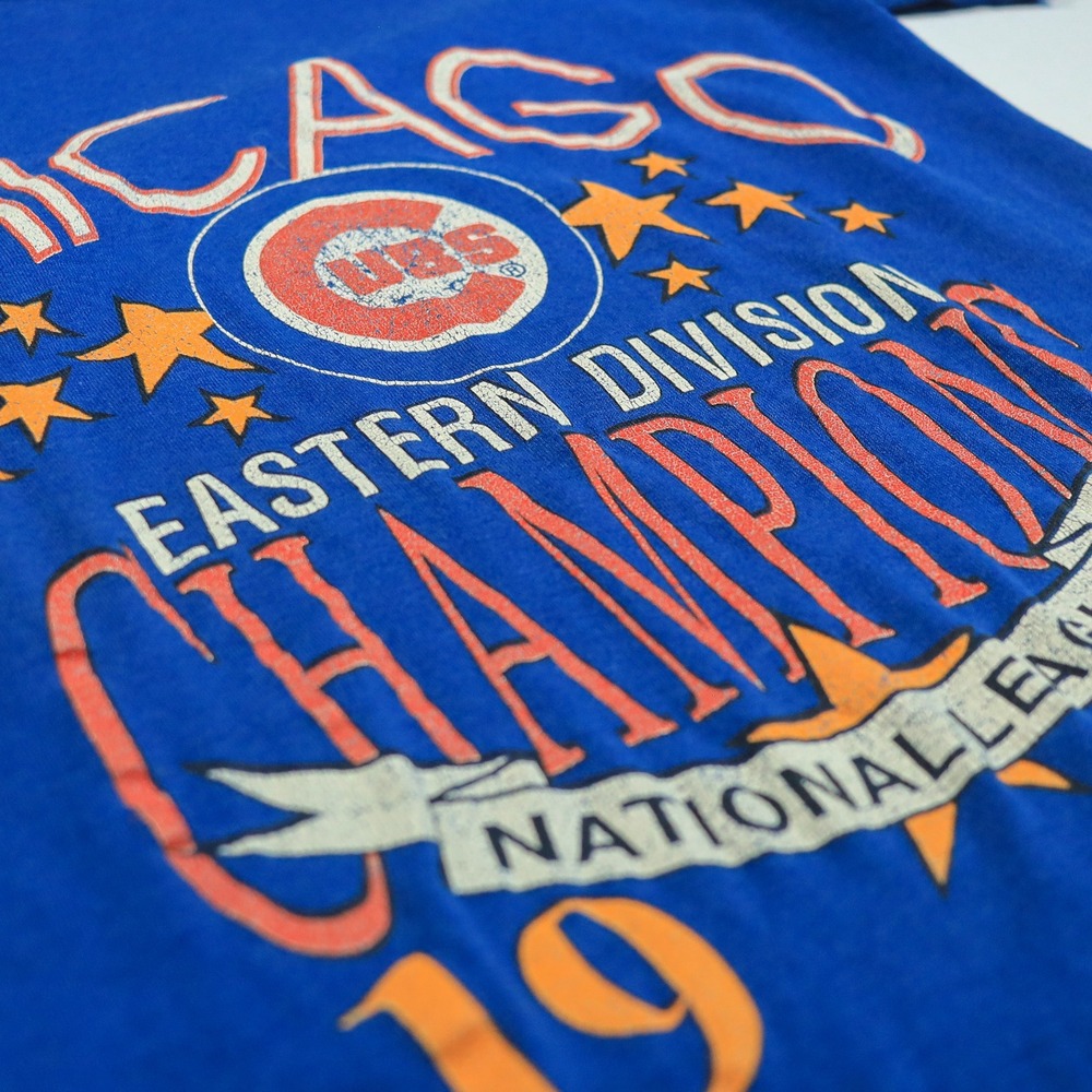 Vintage Logo 7 Chicago Cubs T Shirt Mens Small Blue 1989 NL East Champions MLB - Picture 10 of 11
